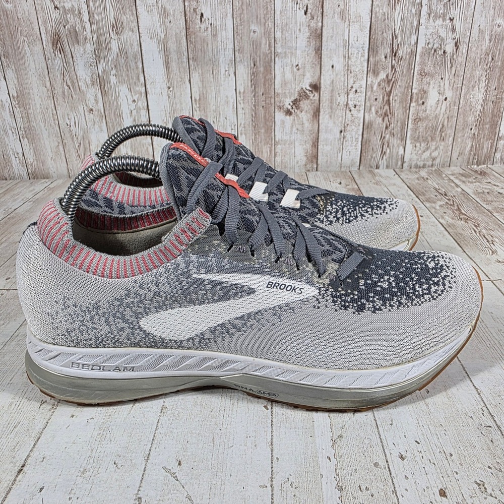 Brooks Bedlam Womens Grey White Coral Running Shoes 1202721B137 Size 8.5